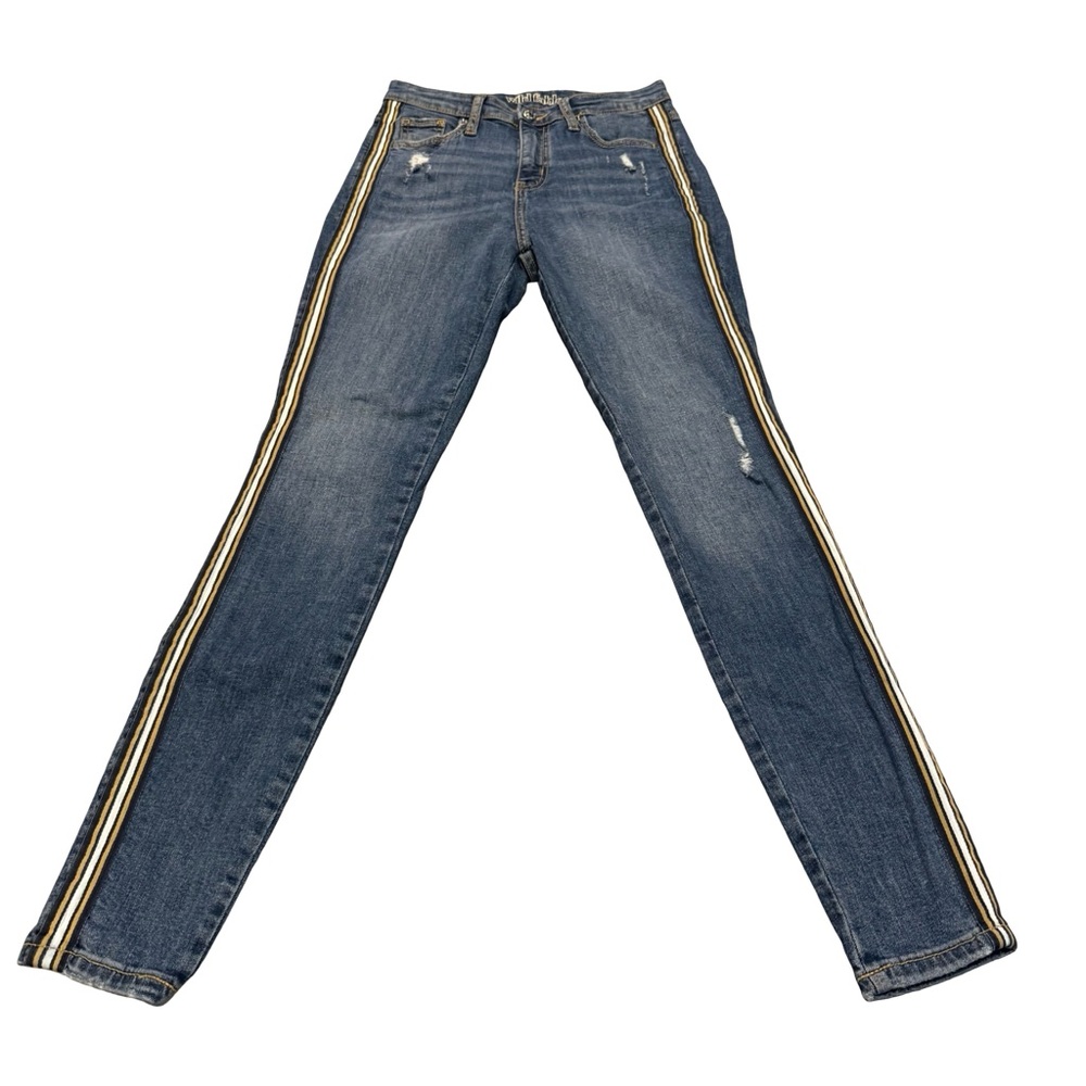 Wild Fable Y2K Side Stripe Skinny Jeans Distressed Blue Women’s 2/26R